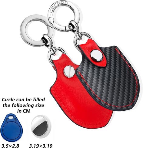 T-carbon Airtag Holder for Key Fob with Keychain;Leather and Carbon Fiber Handmade Case Fits Apple AirTags;Anti-Lost Holder with Key Ring for Luggage;Access Card Holder;RFID Key Fob Bag in Saudi Arabia