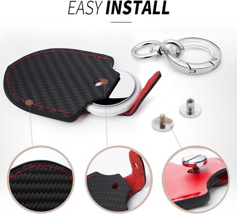 T-carbon Airtag Holder for Key Fob with Keychain;Leather and Carbon Fiber Handmade Case Fits Apple AirTags;Anti-Lost Holder with Key Ring for Luggage;Access Card Holder;RFID Key Fob Bag in Saudi Arabia
