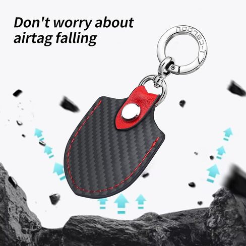 T-carbon Airtag Holder for Key Fob with Keychain;Leather and Carbon Fiber Handmade Case Fits Apple AirTags;Anti-Lost Holder with Key Ring for Luggage;Access Card Holder;RFID Key Fob Bag in Saudi Arabia