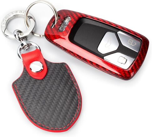 T-carbon Airtag Holder for Key Fob with Keychain;Leather and Carbon Fiber Handmade Case Fits Apple AirTags;Anti-Lost Holder with Key Ring for Luggage;Access Card Holder;RFID Key Fob Bag in Saudi Arabia