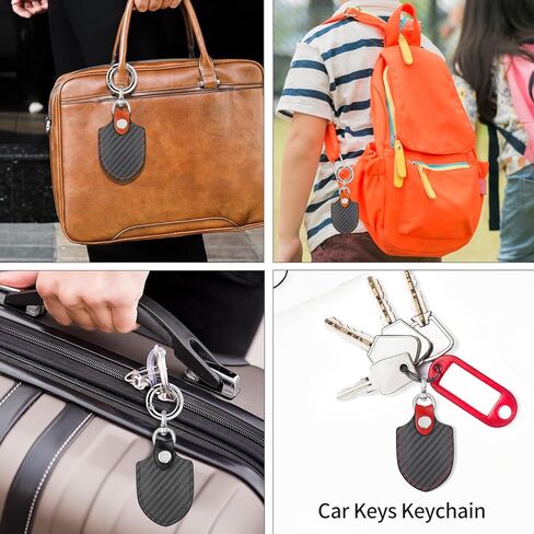 T-carbon Airtag Holder for Key Fob with Keychain;Leather and Carbon Fiber Handmade Case Fits Apple AirTags;Anti-Lost Holder with Key Ring for Luggage;Access Card Holder;RFID Key Fob Bag in Saudi Arabia