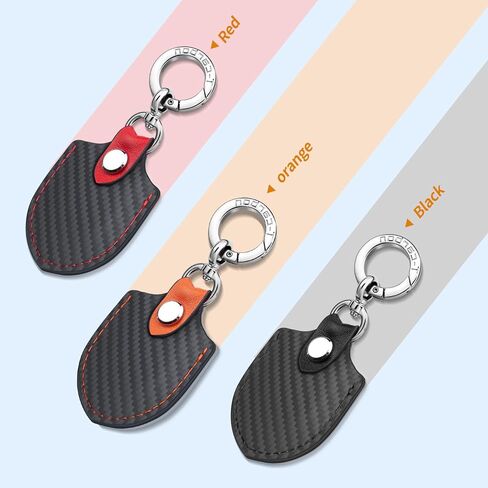 T-carbon Airtag Holder for Key Fob with Keychain;Leather and Carbon Fiber Handmade Case Fits Apple AirTags;Anti-Lost Holder with Key Ring for Luggage;Access Card Holder;RFID Key Fob Bag in Saudi Arabia