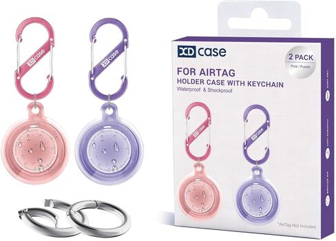 لـ AirTag XDcase 2 Pack حافظة واقية مقاومة للماء من مادة TPU مع سلسلة مفاتيح (أسود + شفاف) in Kuwait