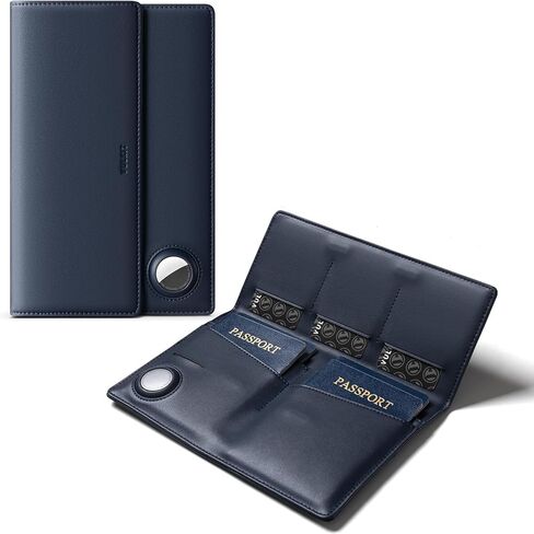 VULKIT Family Passport Holder for 4 Leather Passport Wallet with Airtag Slot Multiple Passport Holder RFID Blocking Bifold Travel Documents Organizer in Saudi Arabia