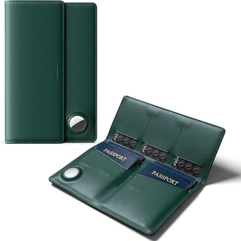 VULKIT Family Passport Holder for 4 Leather Passport Wallet with Airtag Slot Multiple Passport Holder RFID Blocking Bifold Travel Documents Organizer in Saudi Arabia
