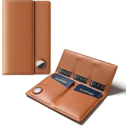 VULKIT Family Passport Holder for 4 Leather Passport Wallet with Airtag Slot Multiple Passport Holder RFID Blocking Bifold Travel Documents Organizer in Saudi Arabia
