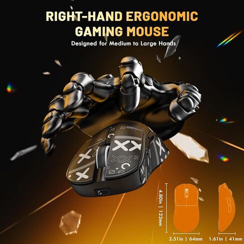 MAGIC-REFINER X2 Superlight Wireless Gaming Mouse,BK3633 Tri-Mode BT/2.4G Wireless/Wired Mouse with Grip Tape,25000DPI,1000Hz Polling Rate,500mAh,Large Size,5 Programmable Buttons for Pc/Mac,Black PRO in Saudi Arabia
