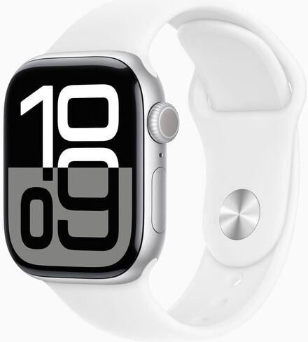 Apple Watch Series 10 [GPS, 42mm] - Silver Aluminum Case with White Sport Band, M/L (Renewed) in Saudi Arabia