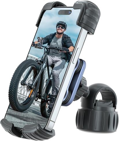 Motorcycle Phone Mount Holder - Upgrade Vibration Dampener - 360° Rotatable Bicycle Phone Holder, Bike Handlebar Phone Clip for 5.1" - 6.8" Smartphones in Saudi Arabia