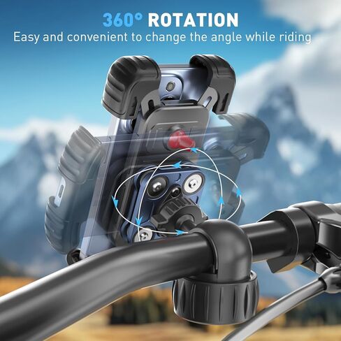 Motorcycle Phone Mount Holder - Upgrade Vibration Dampener - 360° Rotatable Bicycle Phone Holder, Bike Handlebar Phone Clip for 5.1" - 6.8" Smartphones in Saudi Arabia