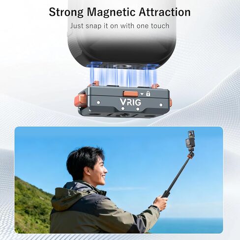 VRIG Quick Release Mount 2.0, Safety Lock Mechanism Magnetic Base for Insta 360 X5/ X4 Air/Ace Pro 2/ Ace Pro/Ace, Aluminum Alloy, Strong Magnet and Foldable 2-Prong Mount, AC-64 in Saudi Arabia