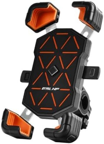 Motorcycle Phone Mount, ABS Quick Release Bike Phone Holder for 4.7''-7.2'' Phones, Anti Shake with 360 Rotatable Phone Clip, Handlebar Clamp (Orange) in Saudi Arabia