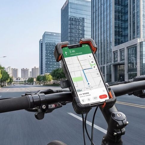 Motorcycle Phone Mount, ABS Quick Release Bike Phone Holder for 4.7''-7.2'' Phones, Anti Shake with 360 Rotatable Phone Clip, Handlebar Clamp (Orange) in Saudi Arabia