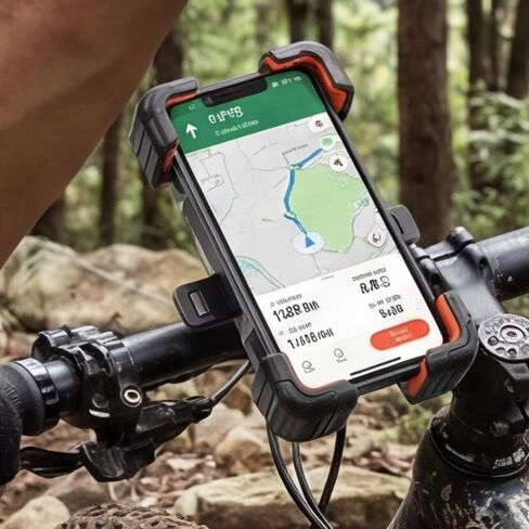 Motorcycle Phone Mount, ABS Quick Release Bike Phone Holder for 4.7''-7.2'' Phones, Anti Shake with 360 Rotatable Phone Clip, Handlebar Clamp (Orange) in Saudi Arabia