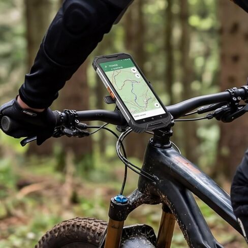 Motorcycle Phone Mount, ABS Quick Release Bike Phone Holder for 4.7''-7.2'' Phones, Anti Shake with 360 Rotatable Phone Clip, Handlebar Clamp (Orange) in Saudi Arabia