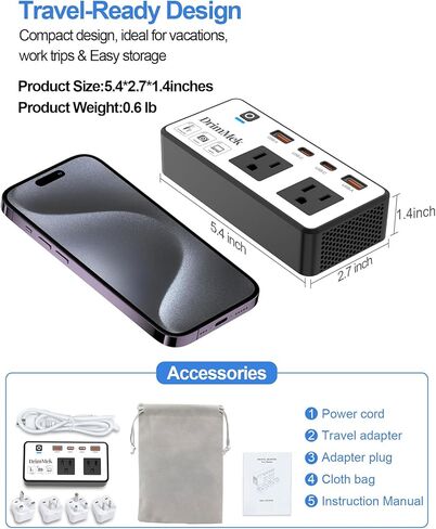 محول جهد 200 واط من الولايات المتحدة إلى أوروبا، محول طاقة للسفر مع 4 منافذ USB، 2 منافذ تيار متردد لمكواة تجعيد الشعر والكمبيوتر المحمول، قابس الاتحاد الأوروبي والمملكة المتحدة والاتحاد الأفريقي، للسفر على متن السفن السياحية in Kuwait