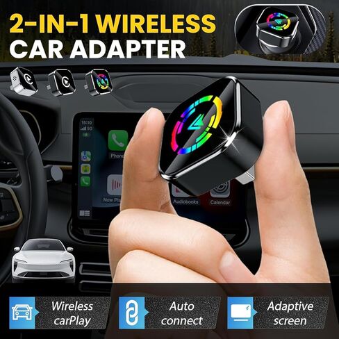 محول CarPlay اللاسلكي 2025 ترقية CarPlay السلكي إلى اللاسلكي، تصميم USB صغير للسيارات مع قابس Apple CarPlay سلكي مدمج وتشغيل سهل الاستخدام، اتصال سريع ومستقر، تشغيل السيارة لهاتف iPhone (B) in Saudi Arabia
