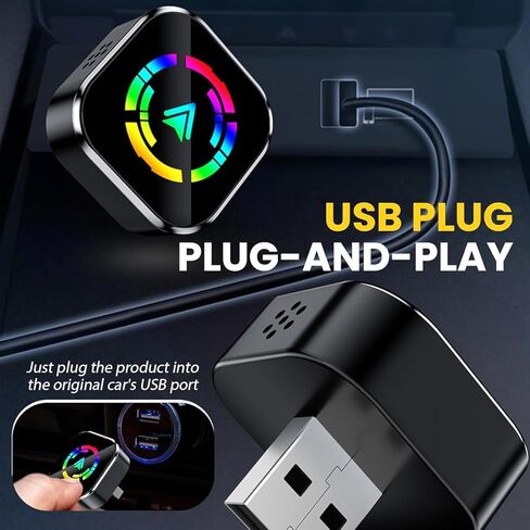 محول CarPlay اللاسلكي 2025 ترقية CarPlay السلكي إلى اللاسلكي، تصميم USB صغير للسيارات مع قابس Apple CarPlay سلكي مدمج وتشغيل سهل الاستخدام، اتصال سريع ومستقر، تشغيل السيارة لهاتف iPhone (B) in Saudi Arabia