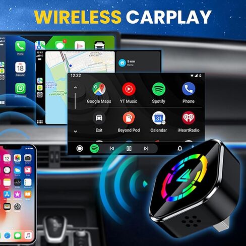 محول CarPlay اللاسلكي 2025 ترقية CarPlay السلكي إلى اللاسلكي، تصميم USB صغير للسيارات مع قابس Apple CarPlay سلكي مدمج وتشغيل سهل الاستخدام، اتصال سريع ومستقر، تشغيل السيارة لهاتف iPhone (B) in Saudi Arabia