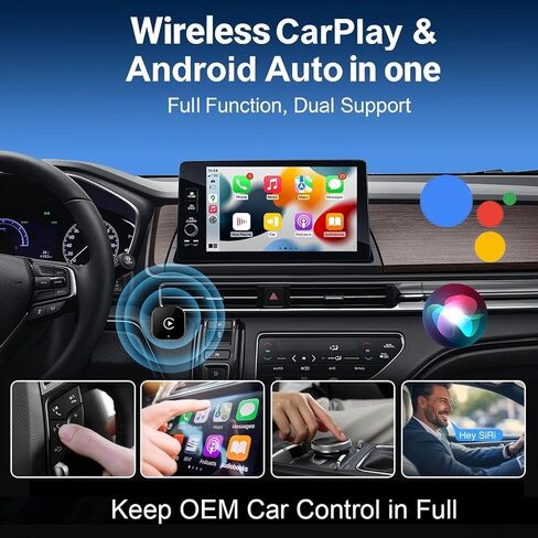 2026 محول CarPlay & Android Auto 2 في 1، واي فاي ثنائي النواة، بلوتوث CarPlay Dongle يحول سلكيًا إلى لاسلكي، اتصال تلقائي سريع، لأجهزة Apple iPhone وAndroid، USB/Type-c in Kuwait