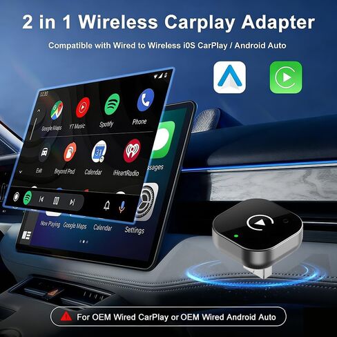 2026 محول CarPlay & Android Auto 2 في 1، واي فاي ثنائي النواة، بلوتوث CarPlay Dongle يحول سلكيًا إلى لاسلكي، اتصال تلقائي سريع، لأجهزة Apple iPhone وAndroid، USB/Type-c in Kuwait