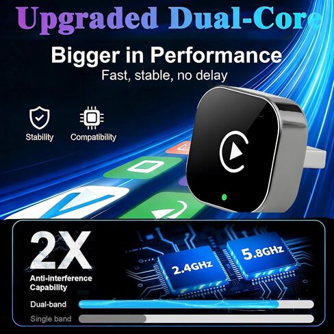 2026 محول CarPlay & Android Auto 2 في 1، واي فاي ثنائي النواة، بلوتوث CarPlay Dongle يحول سلكيًا إلى لاسلكي، اتصال تلقائي سريع، لأجهزة Apple iPhone وAndroid، USB/Type-c in Kuwait