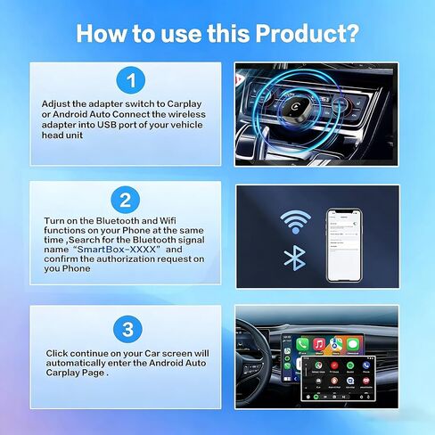 2026 محول CarPlay & Android Auto 2 في 1، واي فاي ثنائي النواة، بلوتوث CarPlay Dongle يحول سلكيًا إلى لاسلكي، اتصال تلقائي سريع، لأجهزة Apple iPhone وAndroid، USB/Type-c in Kuwait