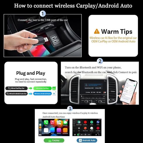 Wireless Carplay Adapter for McLaren 570S 600LT 720S 765LT GT Artura, Plug and Play Car Play Wireless Adapter, 2 in 1 CarPlay Accessories, Auto Reconnect in Saudi Arabia