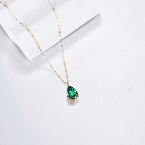KECHO 14K Gold Emerald Necklaces Simple Green Pendant Choker Cubic Zirconia Dainty May Birthstone Jewelry Birthday Gifts for Women in Saudi Arabia