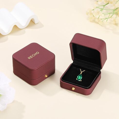 KECHO 14K Gold Emerald Necklaces Simple Green Pendant Choker Cubic Zirconia Dainty May Birthstone Jewelry Birthday Gifts for Women in Saudi Arabia