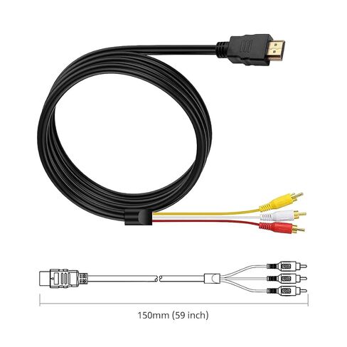 HDMI to av Cable HDMI Male to 3 av Female av Cable Video Audio Component Converter Adapter Cable for TV HDTV DVD in Saudi Arabia