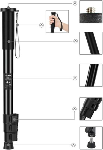 Camera Monopod Stand Aluminum Portable Travel Video Monopod Rod Adapter for DSLR Camera Digital Camcorder Accessories Monopod for Camcorder in Saudi Arabia
