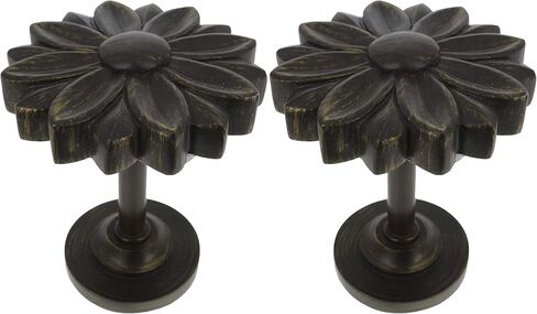 MERIVILLE Set of 2 Blossom Window Drapery Medallion Holdbacks, Curtain Tiebacks, Wall Hook, Tassel Holder, Pewter in Saudi Arabia