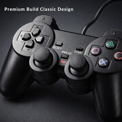 وحدة التحكم الرقمية Dynasty PS2، عبوتان من وحدات التحكم السلكية المتوافقة مع PS2/PS2 Slim/PS1، وحدة التحكم السلكية البديلة PS2 مع اهتزاز مزدوج، أسود in Kuwait