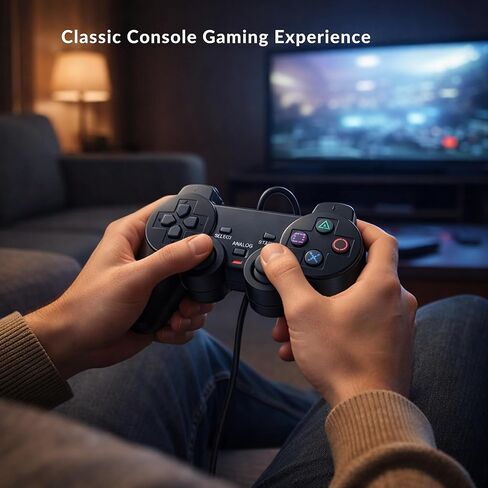 وحدة التحكم الرقمية Dynasty PS2، عبوتان من وحدات التحكم السلكية المتوافقة مع PS2/PS2 Slim/PS1، وحدة التحكم السلكية البديلة PS2 مع اهتزاز مزدوج، أسود in Kuwait