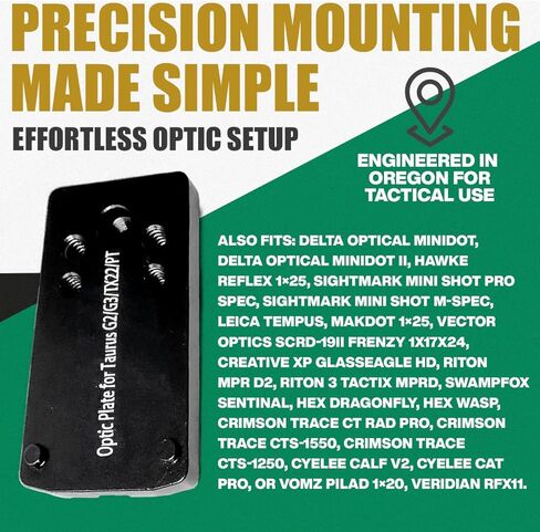 لوحة تركيب البصريات المتقدمة من Ade لـ Taurus PT111 G2، Millennium G2، G2، G2c، G2s، G3، وTX22 - تناسب Vortex Venom، Burris Fastfire، Shield RMSc، JPoint، Docter، Insight، Crimson Trace، Red Dot Sights in Saudi Arabia