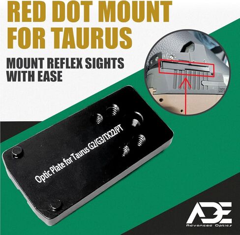 لوحة تركيب البصريات المتقدمة من Ade لـ Taurus PT111 G2، Millennium G2، G2، G2c، G2s، G3، وTX22 - تناسب Vortex Venom، Burris Fastfire، Shield RMSc، JPoint، Docter، Insight، Crimson Trace، Red Dot Sights in Saudi Arabia