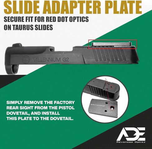 لوحة تركيب البصريات المتقدمة من Ade لـ Taurus PT111 G2، Millennium G2، G2، G2c، G2s، G3، وTX22 - تناسب Vortex Venom، Burris Fastfire، Shield RMSc، JPoint، Docter، Insight، Crimson Trace، Red Dot Sights in Saudi Arabia