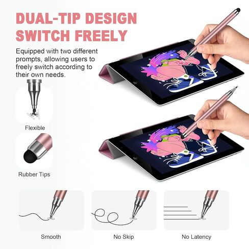 قلم شاشة عالمي مكون من 3 قطع لشاشات اللمس - قلم ذو رأس رفيع متوافق مع أجهزة iPad وأجهزة Android اللوحية وiPhone وSamsung وChromebook وجميع أجهزة شاشات اللمس - قلم رسم وكتابة دقيق in Kuwait