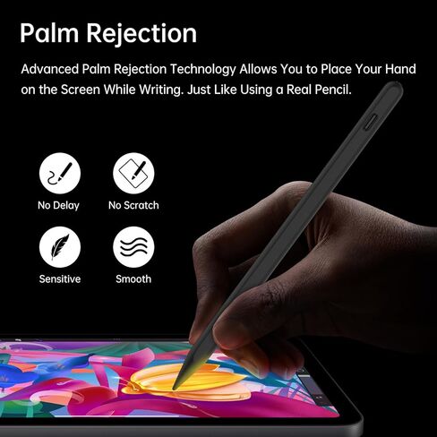 Pencil for iPad mini A17 Pro 7/6/5, Fast Charge Palm Rejection Tilt Sensitivity 20H Battery Life Stylus Pen for iPad mini 5-7th, iPad 6th-11th A16, Air 3rd-7th M2 M3, Pro 13"/12.9"/11" M4 in Kuwait
