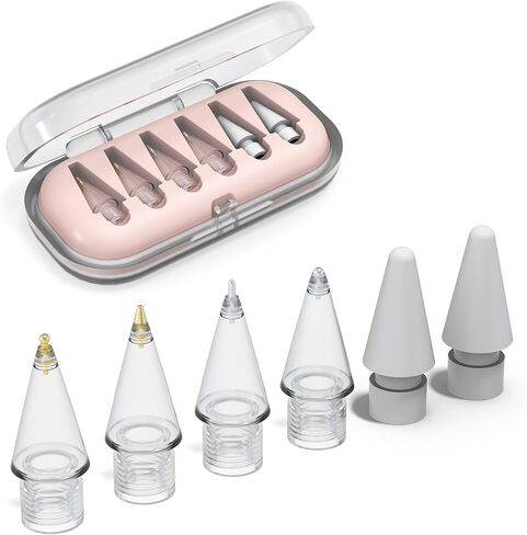 6 قطع نصائح بديلة لقلم Apple Pencil Pro/USB-C/2nd/1st Gen - ترقية 6 قطع 2B، 2H، رصاصة، توقيع، إبرة رفيعة، مستديرة، نصائح دقيقة مقاومة للاهتراء، مجموعة ملحقات أقلام iPad مع حقيبة تخزين in Kuwait