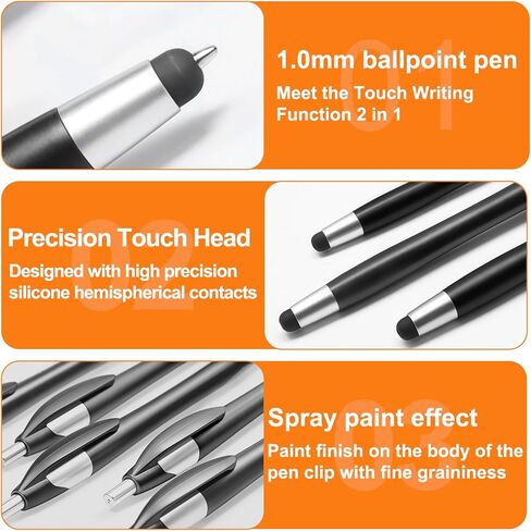 10-Pack Dual-Function Stylus Pen for Tablets & Smartphones - Ballpoint ，Capacitive Touchscreen-Compatible with iPhone, iPad, Galaxy, and More in Saudi Arabia