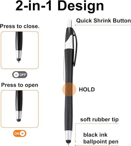 10-Pack Dual-Function Stylus Pen for Tablets & Smartphones - Ballpoint ，Capacitive Touchscreen-Compatible with iPhone, iPad, Galaxy, and More in Saudi Arabia