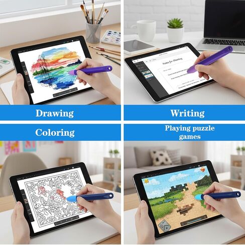 2Pcs Kid-Friendly Stylus Pens for Touch Screens with Tether, Anti-Rolling Kids Tablet Stylus Universal Touch Screen Capacitive Stylusand for Mobile Phones, Tablets and All Touchs Screen Devices in Saudi Arabia
