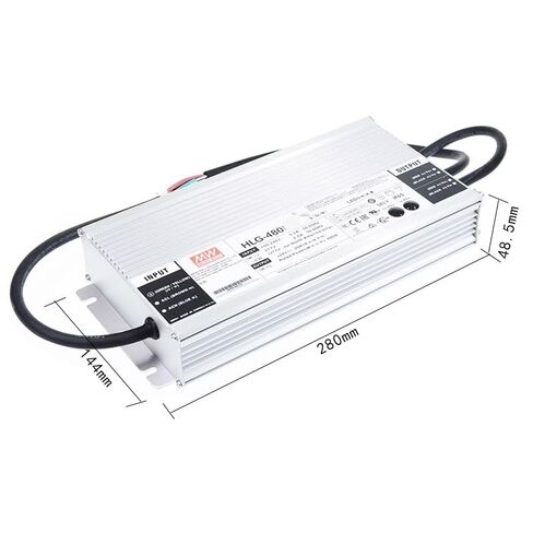 Mean Well HLG 480W 114-229V 2100mA LED Driver， HLG-480H-C2100B Switching Power Supply Converter Transformer with IP67, PFC Function, Metal Case, 3 in 1 Dimming in Saudi Arabia