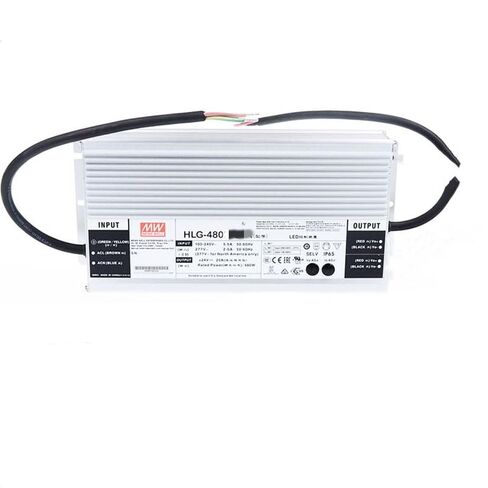 Mean Well HLG 480W 114-229V 2100mA LED Driver， HLG-480H-C2100B Switching Power Supply Converter Transformer with IP67, PFC Function, Metal Case, 3 in 1 Dimming in Saudi Arabia