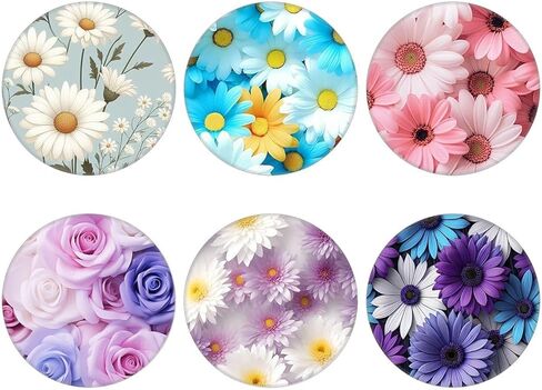 عبوة من 6 قطع - مقبض هاتف محمول قابل للطي للهواتف الذكية، حامل للهاتف المحمول ممتد للهاتف والحافظة - زهرة ملونة in Kuwait