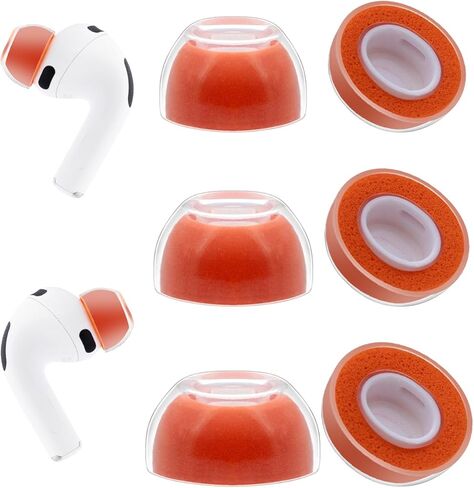أطراف أذن بديلة من Klowcok لجهاز AirPods Pro 3 (الجيل الثالث 2025)، أطراف من إسفنج الذاكرة مع سيليكون ناعم ممتاز، أطراف أذن مضادة للانزلاق 3 أزواج (S/M/L) (برتقالي) in Kuwait