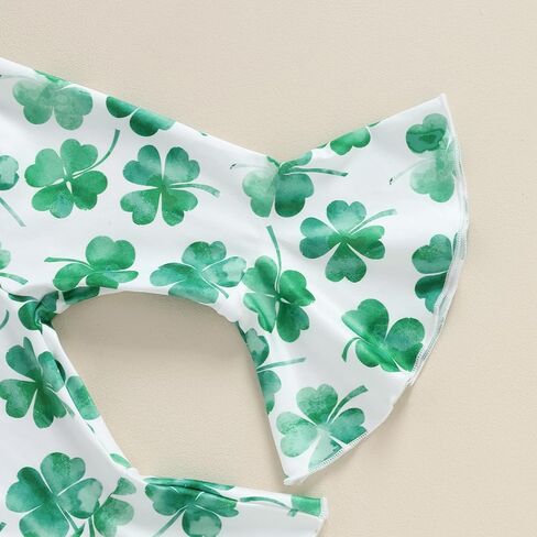 My First St Patrick's Day Baby Girl Outfit Newborn Short Sleeve Romper and Shamrock Flared Pants Headband Clothes Set in Saudi Arabia