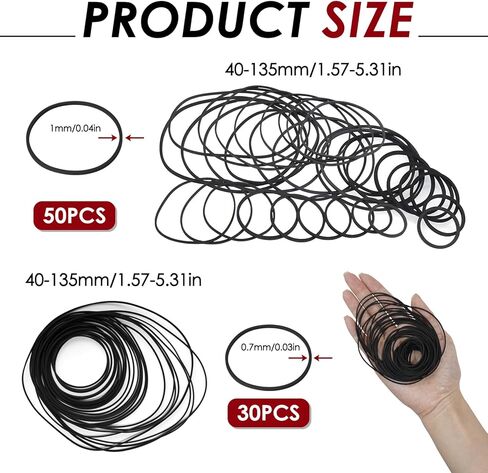 80 Pcs Cassette Player Belts Replacement Kit, Mixed Flat Rubber Belts for Recorder Repair and Maintenance, Audio Tape Machine Drive Belts in Multiple Sizes (Width 0.7mm & 1mm) in Saudi Arabia